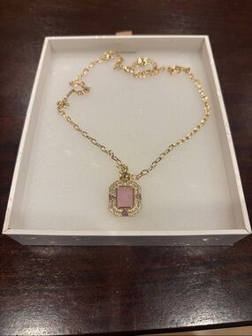 Pink Smithsonite on Gold Necklace